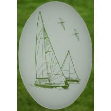 Sailboat Static Cling Window Decal OVAL 21x33 Nautical Decor for Glass Doors   152859855100